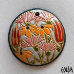 round pendant with spring flowers