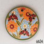 round pendant with ladybugs and orange d