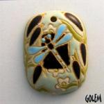 rectangle pendant turquoise dragonfly