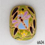 rectangle pendant with dragonfly, lilac wings
