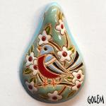 pear shape pendant with bird