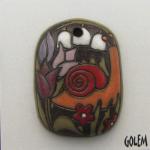 Snail and tulips on dark