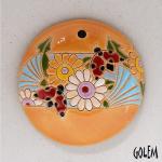 round , ladybug and flowers on yellow