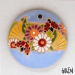 round , ladybug and flowers on blue