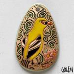 oval pendant with yellow bird