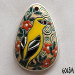 oval pendant with yellow bird
