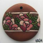 Large round terracotta pendant, roses