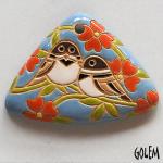 2 Sparrows, triangle pendant