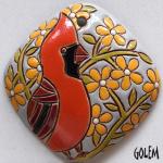 Cardinal, large diamond shape pendant