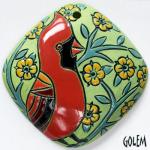 Cardinal, large diamond shape pendant