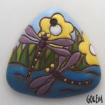 Dragonflies - large triangle pendant, terracotta
