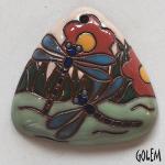 Dragonflies - large triangle pendant, terracotta