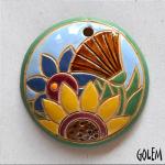 Sunflower in the garden - round pendant