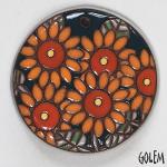 Sunflowers - large round pendant, terracotta