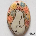 Happy bunny, large oval pendant