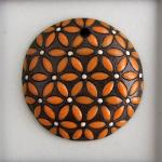 Tree of life, Orange & White on dark clay 