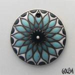 sun design in light & dark blue on terracotta