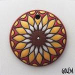 Sun design in yellow & orange on terracotta