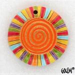 Rainbow Spiral, round domed pendant