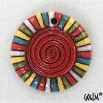 Rainbow Spiral, round domed pendant