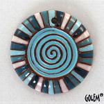 Rainbow Spiral, round domed pendant