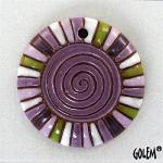 Rainbow Spiral, round domed pendant