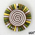 Rainbow Spiral, round domed pendant