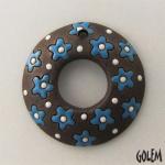Dark Donut, neon blue flowers