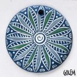 Blue Flower mandala, large round pendant