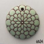 Peacock pattern - light green on terracotta