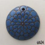 Peacock pattern - blue on terracotta
