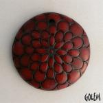 Peacock pattern - red on dark clay