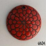 Peacock pattern - Neon red on terracotta clay