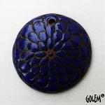 Peacock pattern - deep blue on terracotta