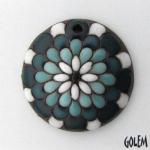 Peacock pattern - aqua & white