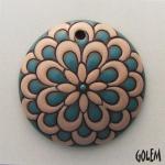 Double Feathers - Blush & Aqua on terracotta