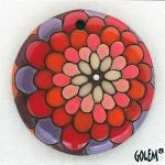 Peacock - hot flame, large round pendant