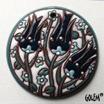 Tulips - Blue on White, large round