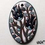 Tulips - Blue on white, large oval