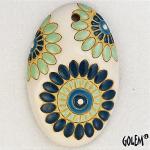 Fireworks, blue & white, large oval