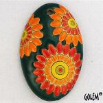Fireworks, green & orange, large oval