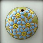 turquoise daisies on lime background