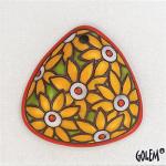Yellow flowers flowers on green, triangle pendant