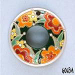 Orange flowers, round donut pendant