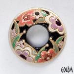 Blue flowers, round donut pendant