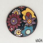 round domed pendant, flowers on deep blue