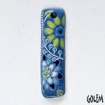 Flowers on blue, rectangle pendant