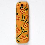 Flowers on ochre, long rectangle pendant