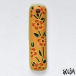 Flowers on ochre, rectangle pendant