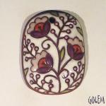 Flowers on white, rounded rectangle pendant